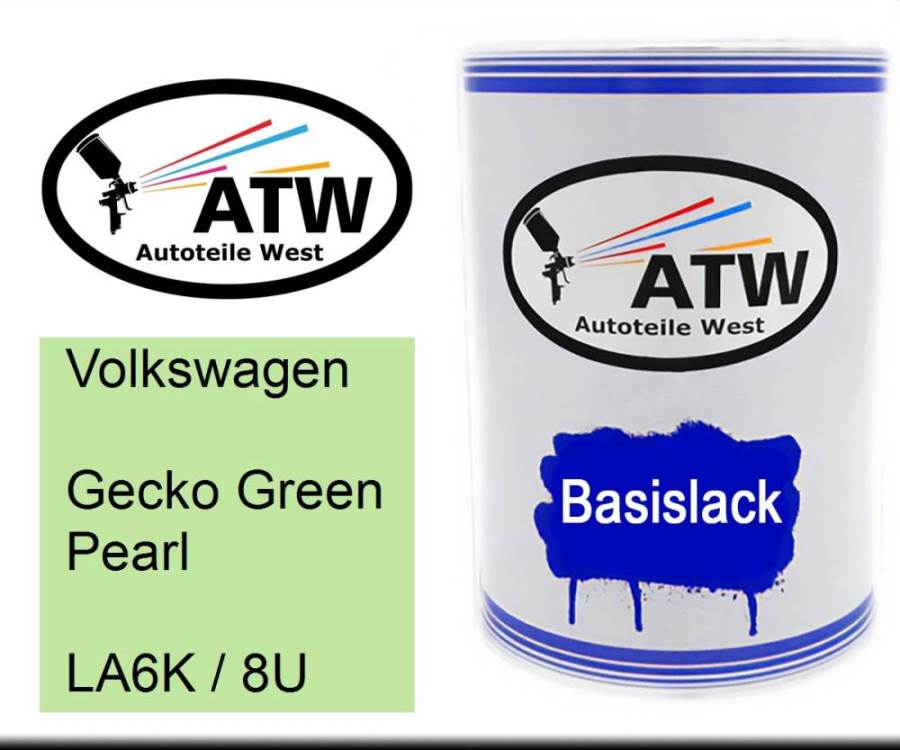 Volkswagen, Gecko Green Pearl, LA6K / 8U: 500ml Lackdose, von ATW Autoteile West.